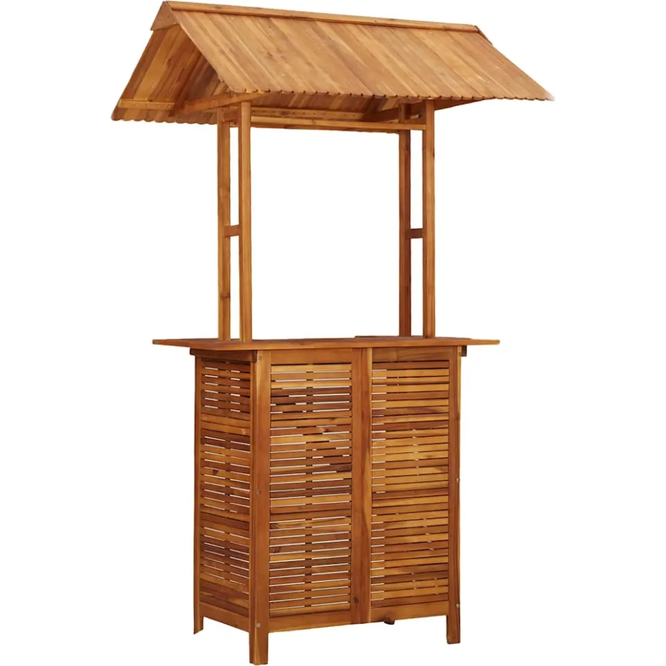 vidaXL Bartafel met dak voor buiten 113x106x217 cm massief acaciahout Bruin