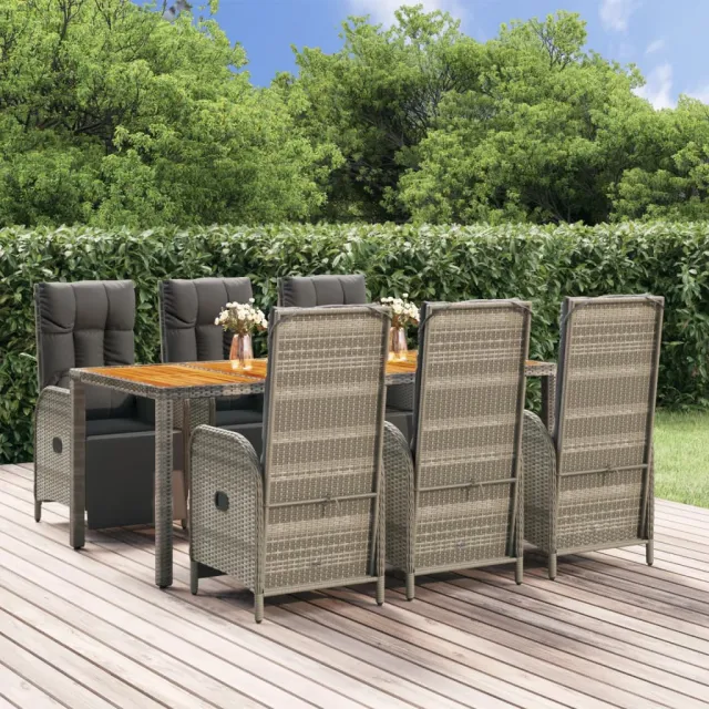 vidaXL 7-delige Tuinset met kussens poly rattan grijs, foto 2