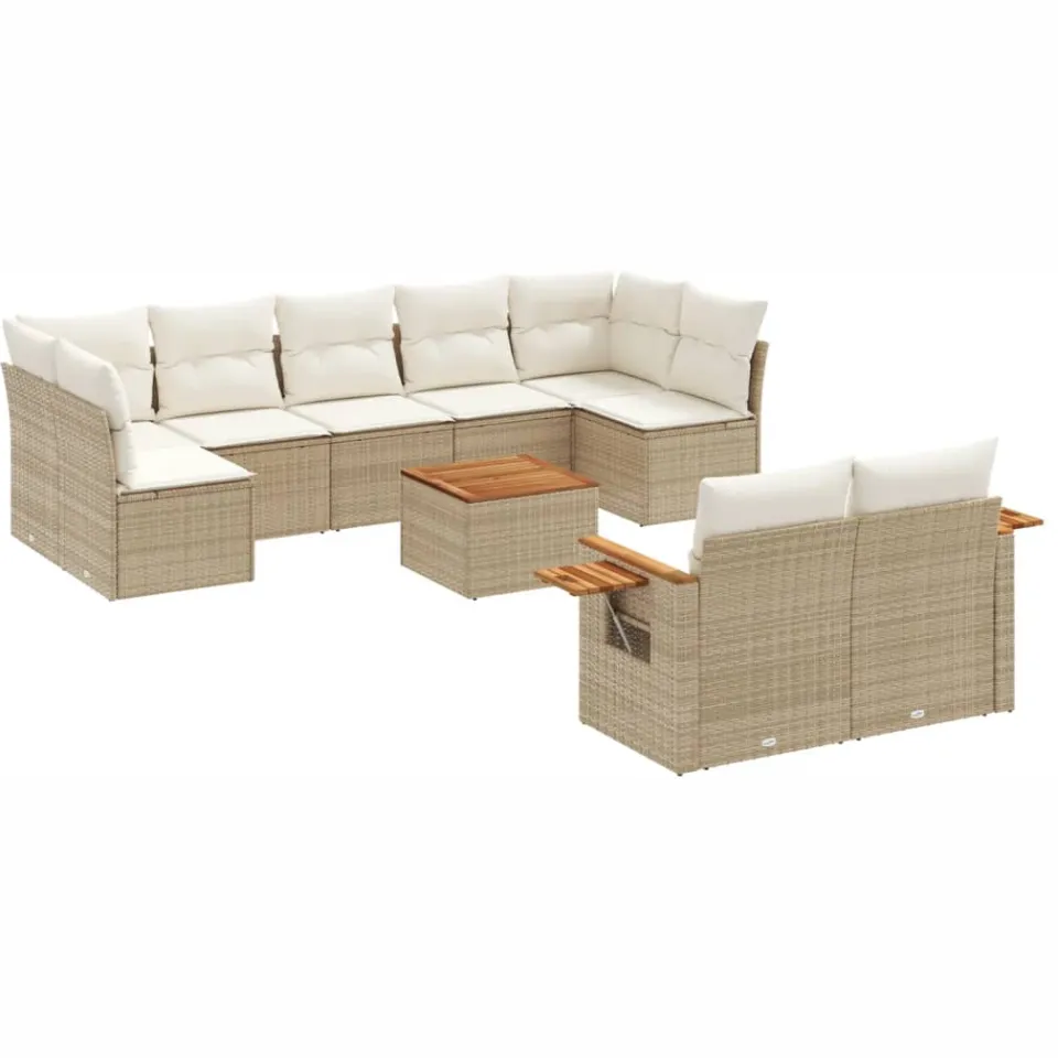 vidaXL Patio Sofa Set 9-zits Beige and Cream, foto 3