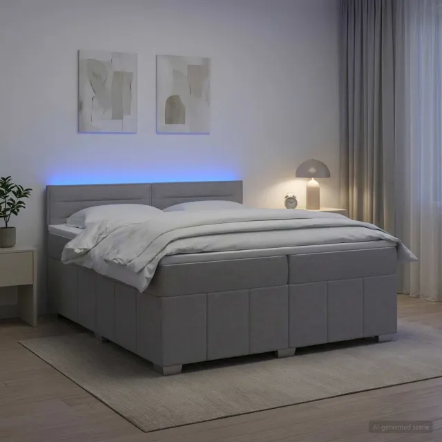 vidaXL Boxspringbed met matras Lichtgrijs 200 x 200 cm Stof