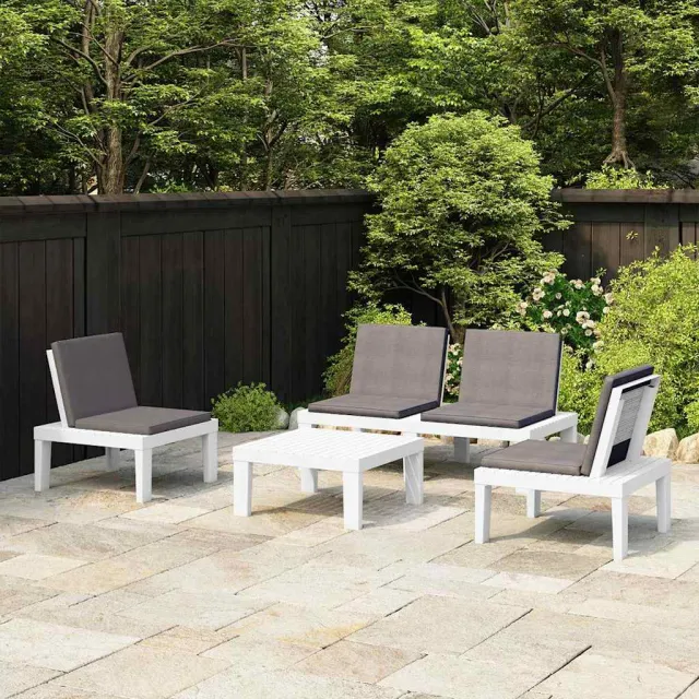 vidaXL 4-delige Loungeset met kussens kunststof wit, foto 2