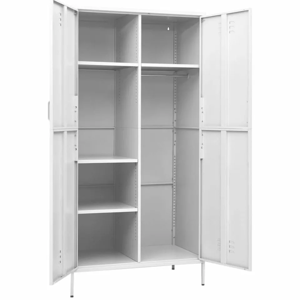 vidaXL Kledingkast 90x50x180 cm staal wit, foto 3