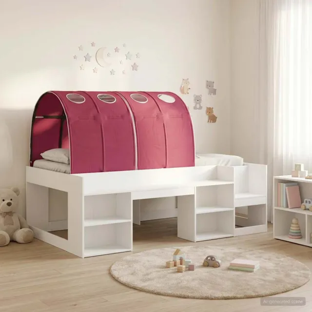 vidaXL Bedframe met tunnel met plank 3 st Wit en Rood Bewerkt hout