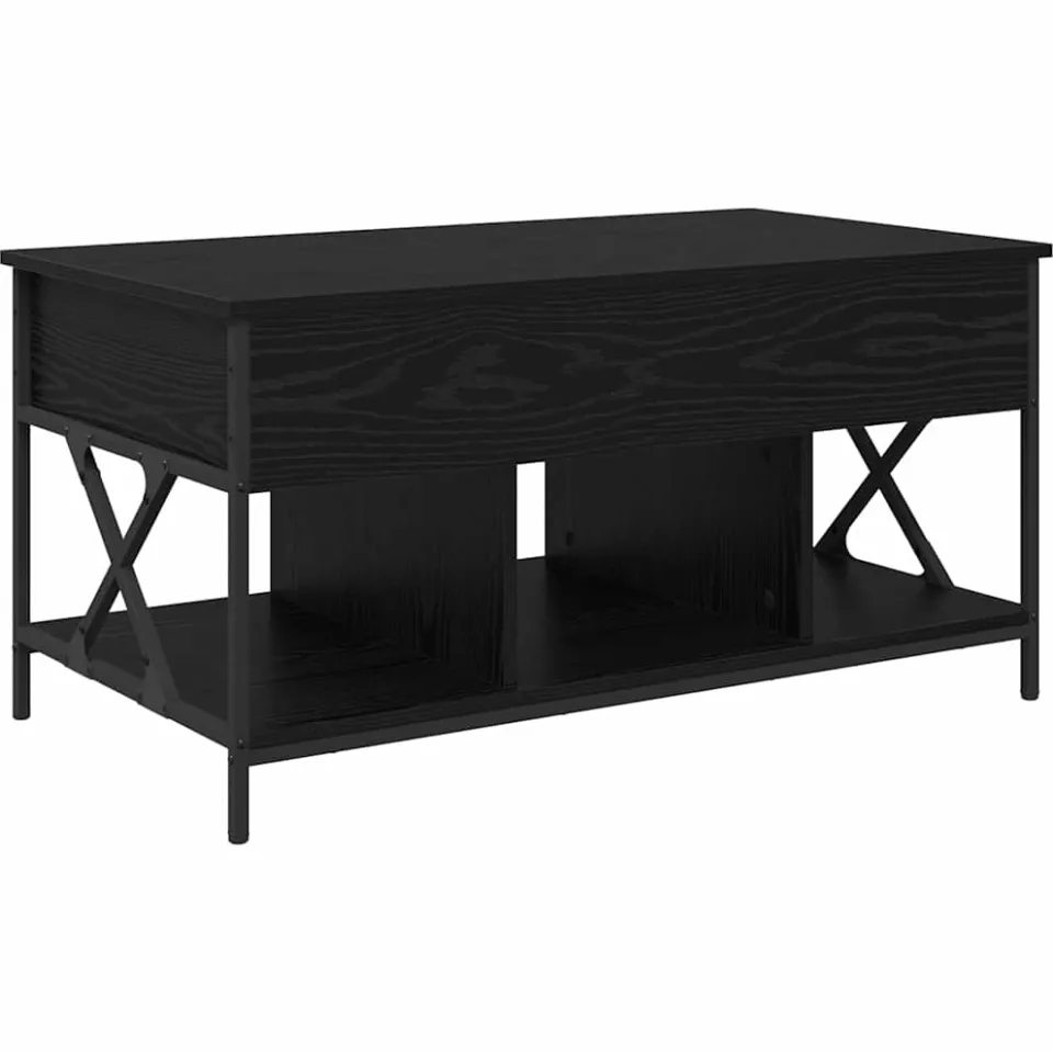 vidaXL Salontafel Zwart Eiken 100 x 55 x 48.5 cm Bewerkt hout