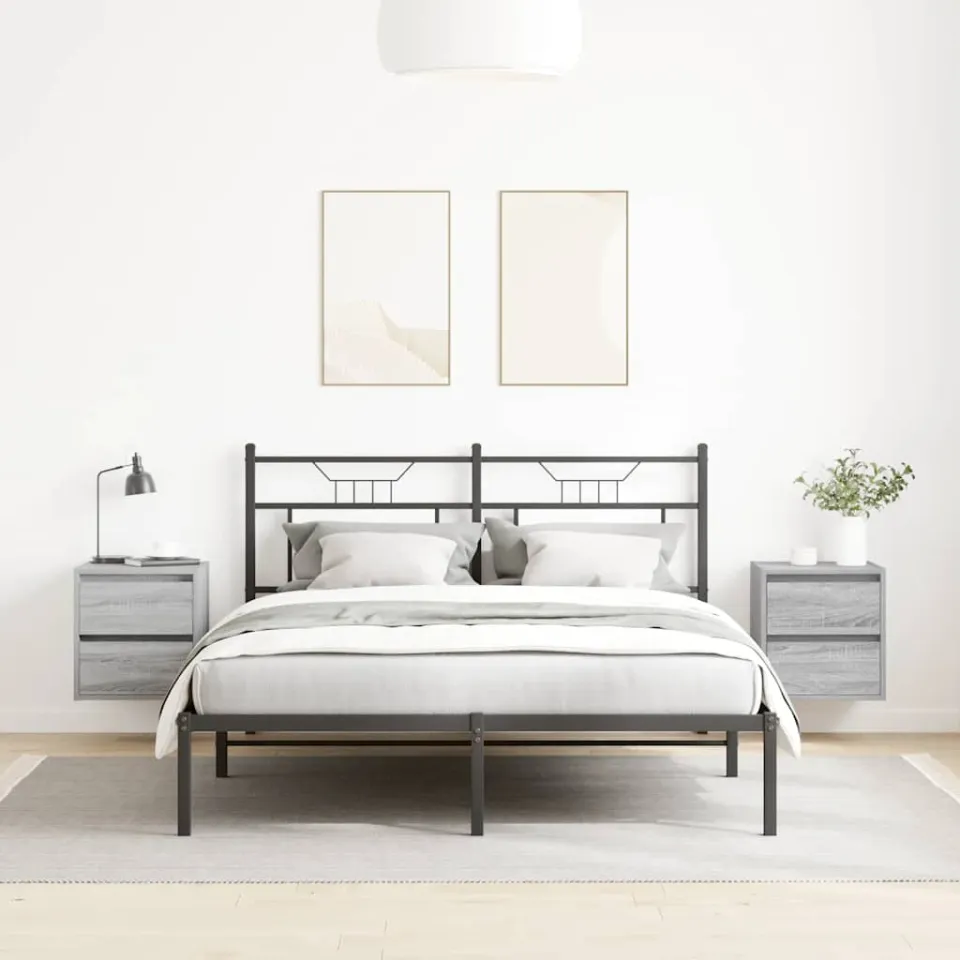 vidaXL Nachtkastjes 2 st wandgemonteerd 38x34x40 cm grijs sonoma eiken, foto 3
