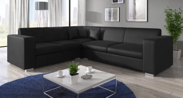 MEUBELLA Hoekbank Santana - Zwart - Leer - Links