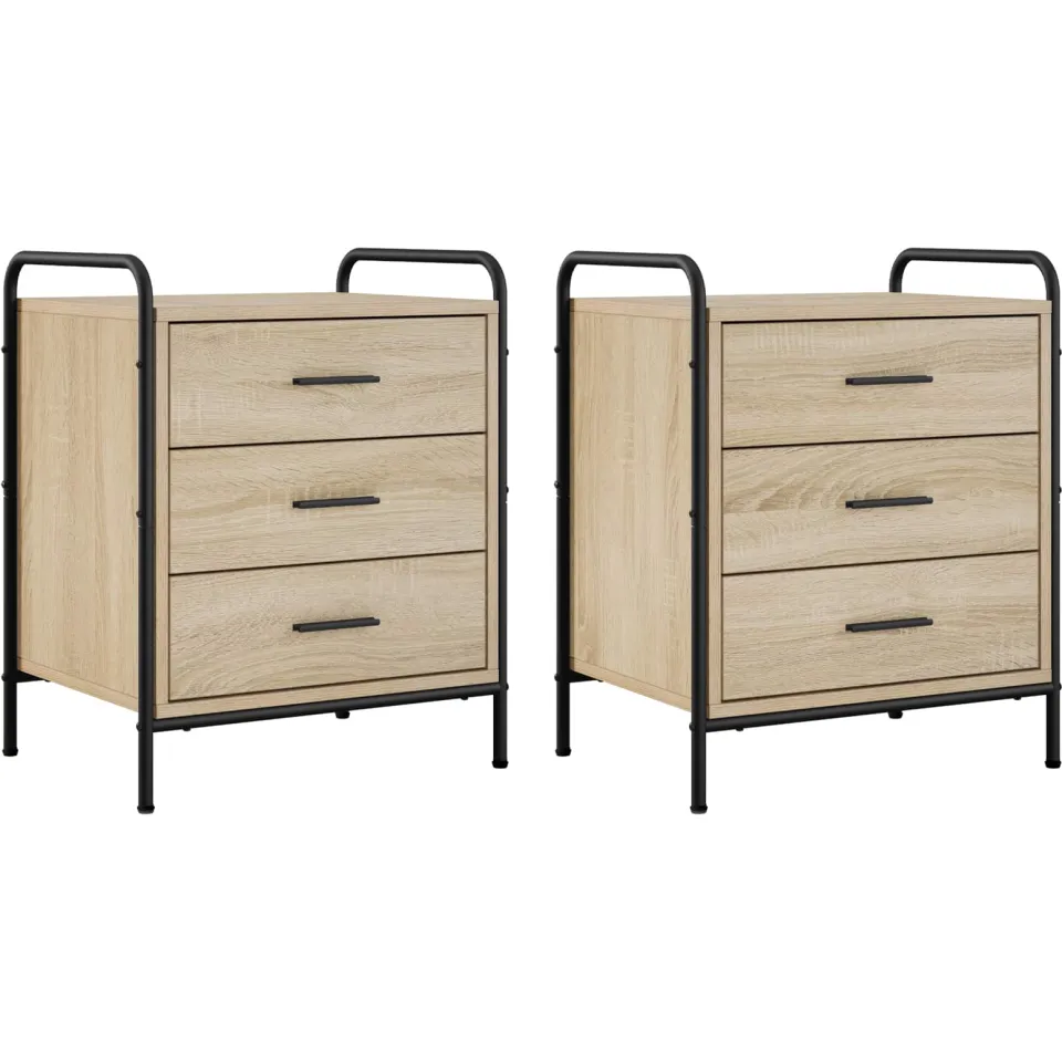 vidaXL Nachtkastje 2 st Sonoma Eiken 48 x 36,5 x 60 cm Bewerkt hout, foto 3