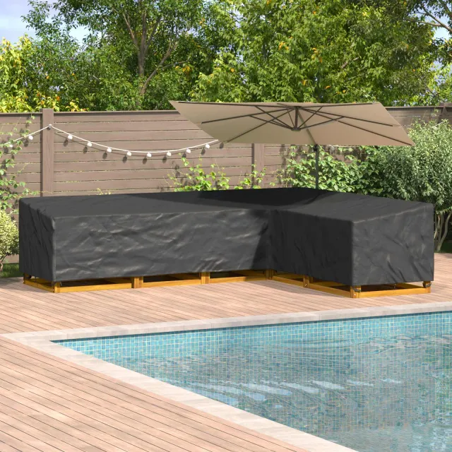 vidaXL Meubelhoes 355 x 275 x 80 cm 600D Oxford Stof L-vorm Waterdicht Zwart