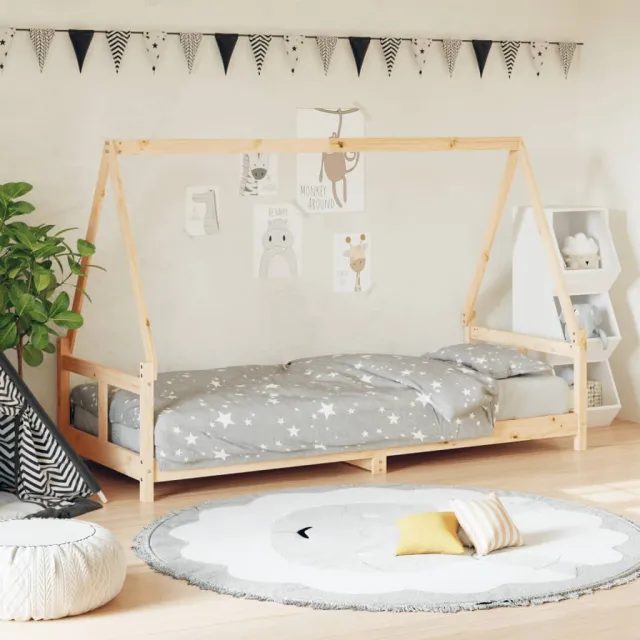 vidaXL Kinderbedframe 80x200 cm massief grenenhout bruin, foto 2