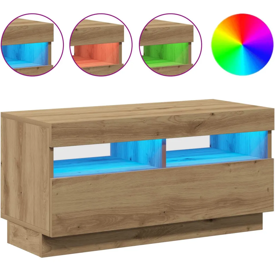vidaXL Tv-meubel met LED 80x35x40 cm bewerkt hout artisanaal eiken, foto 4