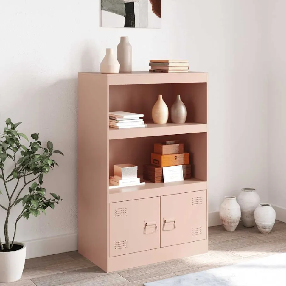 vidaXL Dressoir 67x39x107 cm staal roze, foto 3