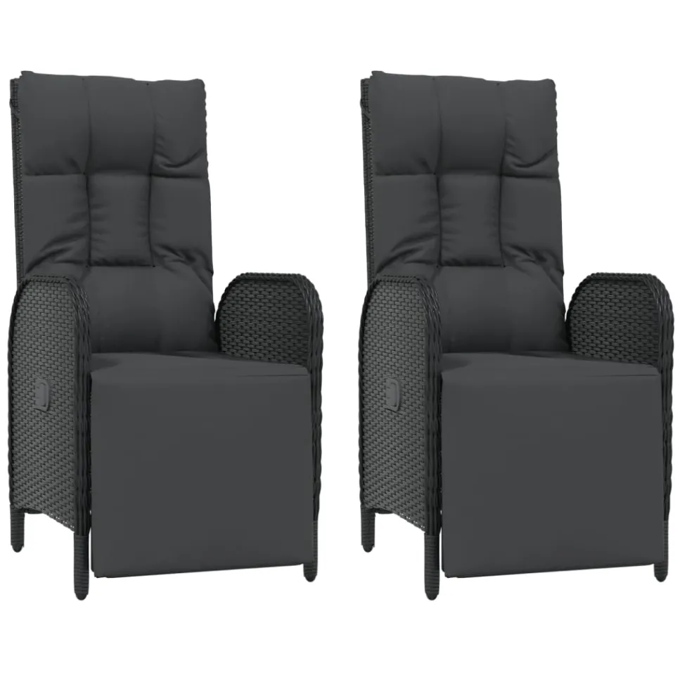 vidaXL 5-delige Tuinset met kussens poly rattan zwart