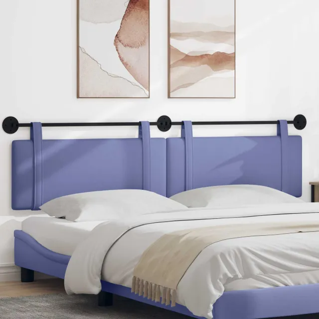 vidaXL Hangend hoofdbord Jeans Blauw Stof