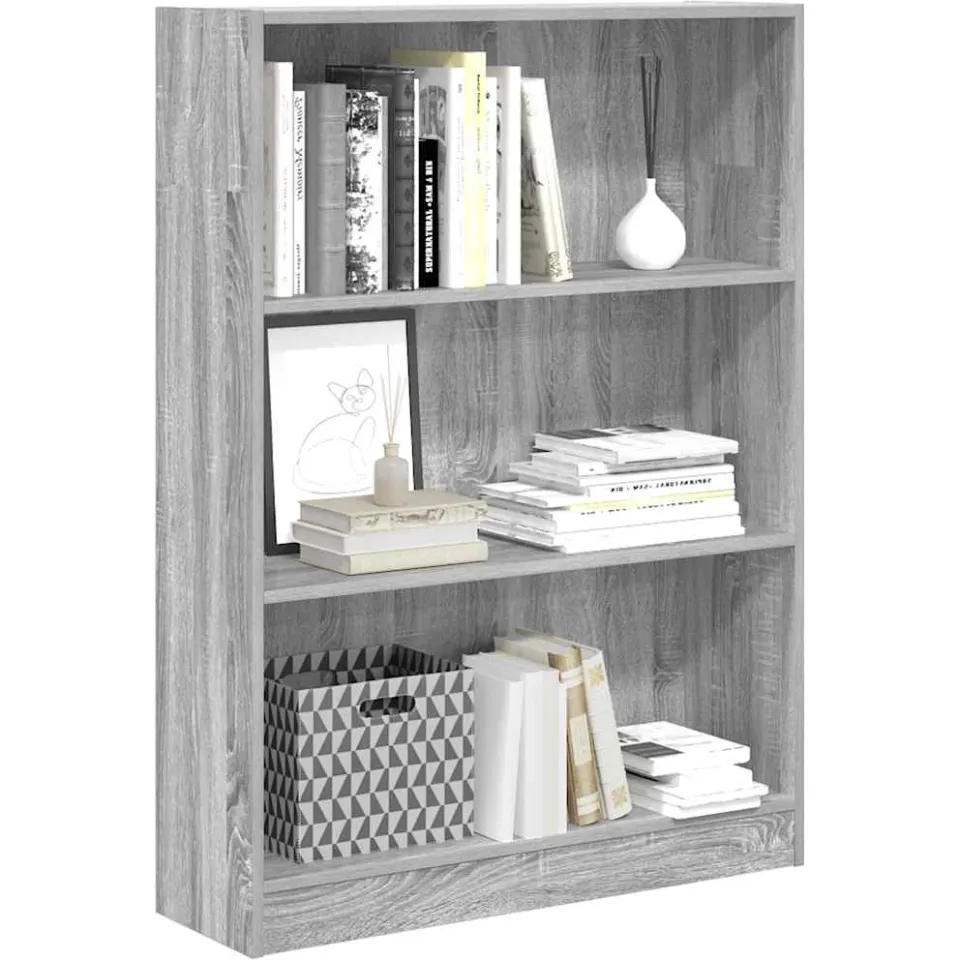 vidaXL Boekenkast 80x24x109 cm bewerkt hout grijs sonoma eikenkleurig, foto 3