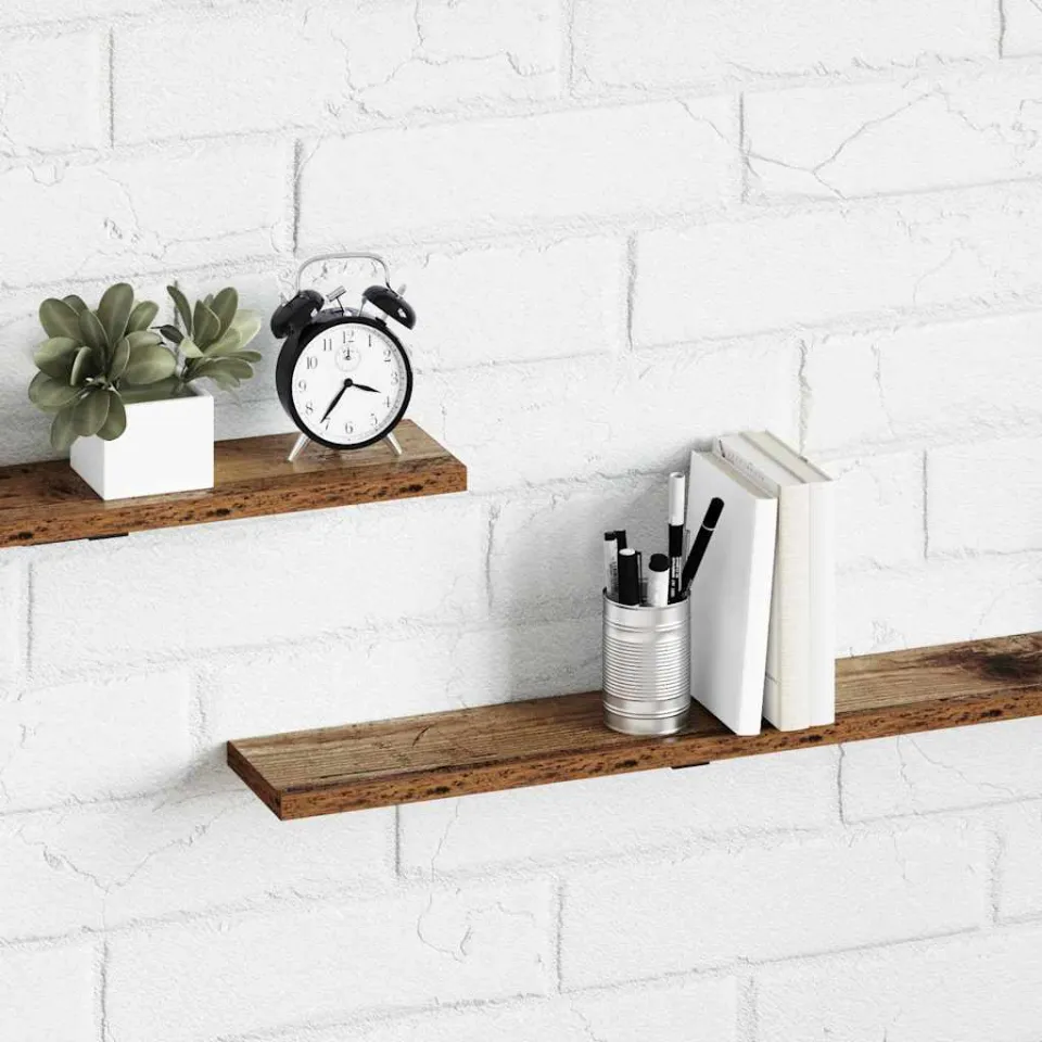vidaXL Boekenplank Bord 3-laags 4 st 100 x 10 x 1,5 cm Bewerkt hout bruin, foto 4