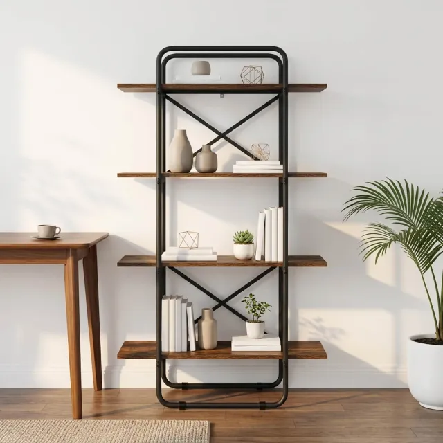vidaXL Boekenrek 4-laags 80 x 35 x 140 cm PB Gerookt eiken Bruin