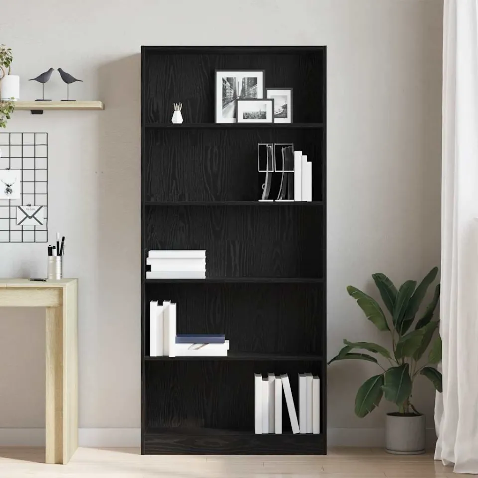 vidaXL Boekenkast 80x24x176 cm spaanplaat zwart eikenkleurig, foto 4