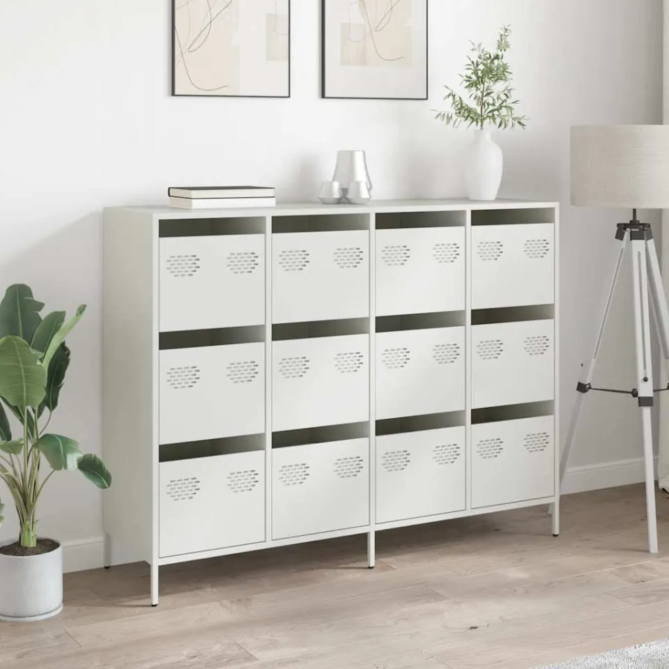 vidaXL Dressoir 135x39x103,5 cm koudgewalst staal wit, foto 2