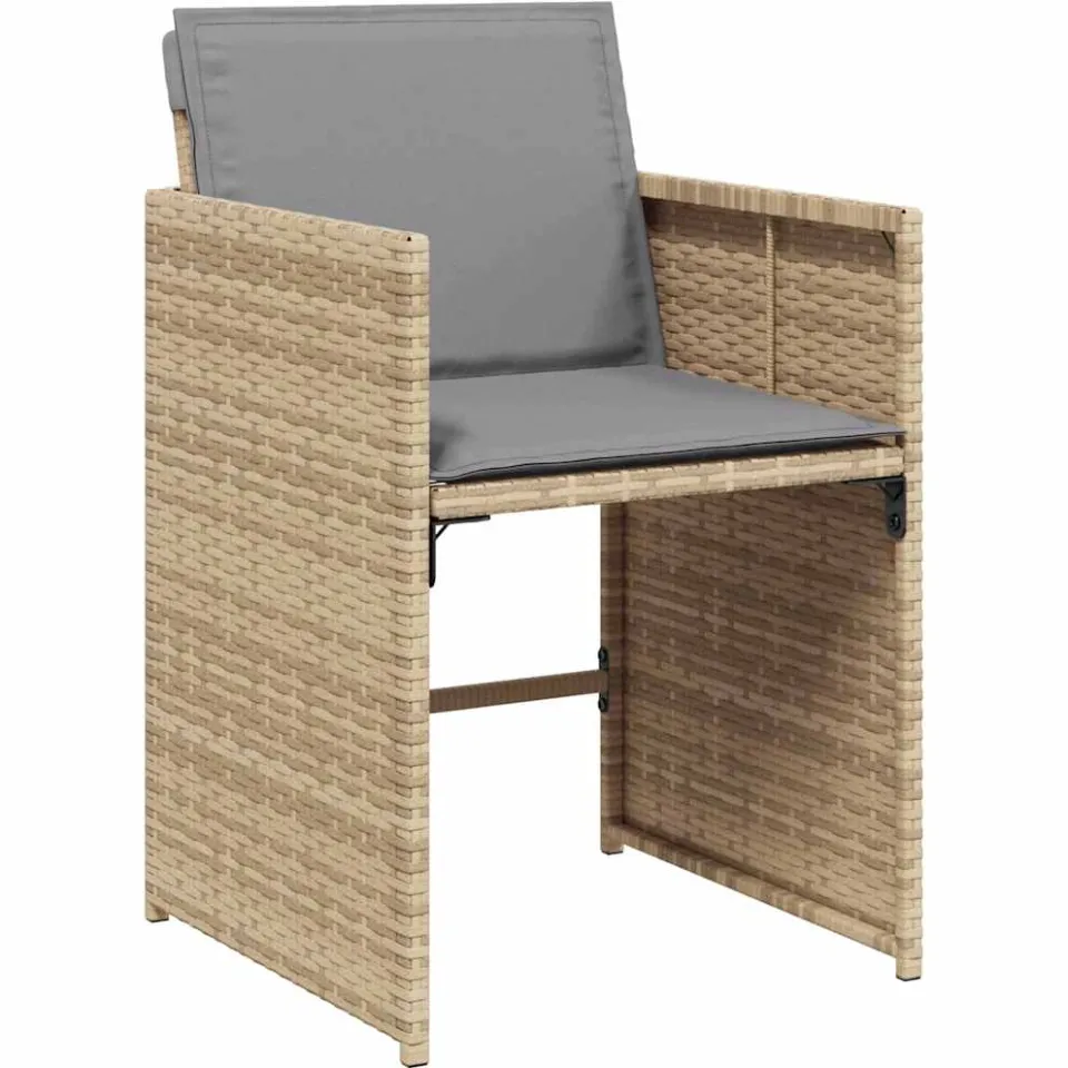 vidaXL 11-delige Tuinset met kussens poly rattan gemengd beige, foto 4