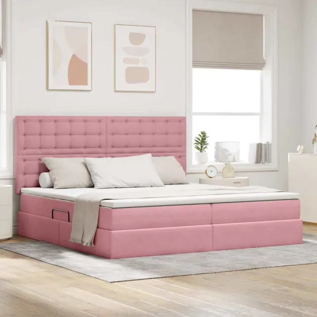 vidaXL Opslag bed met matras met hoofdeinde Roze 200 x 200 cm Fluweel