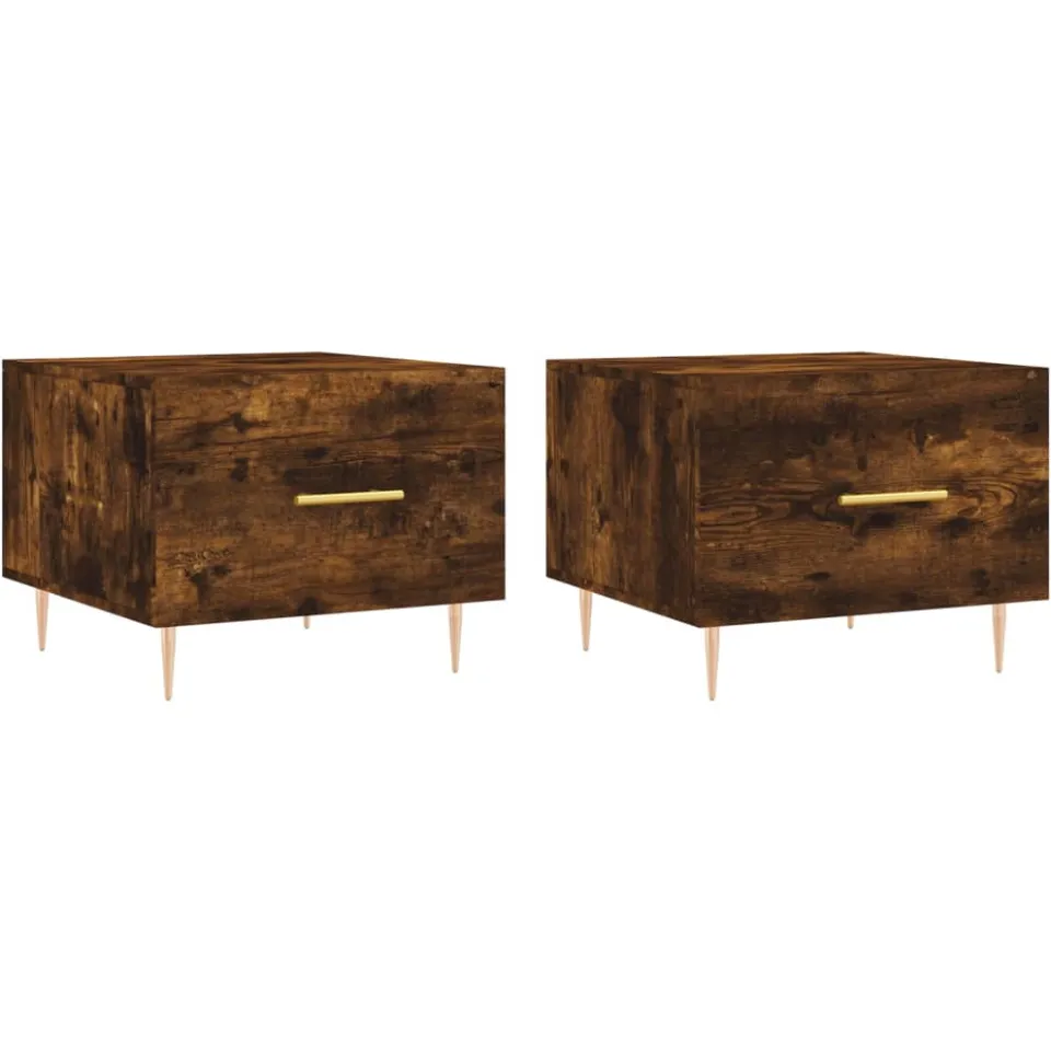 vidaXL Salontafels 2 st 50x50x40 cm bewerkt hout gerookt eikenkleurig, foto 3
