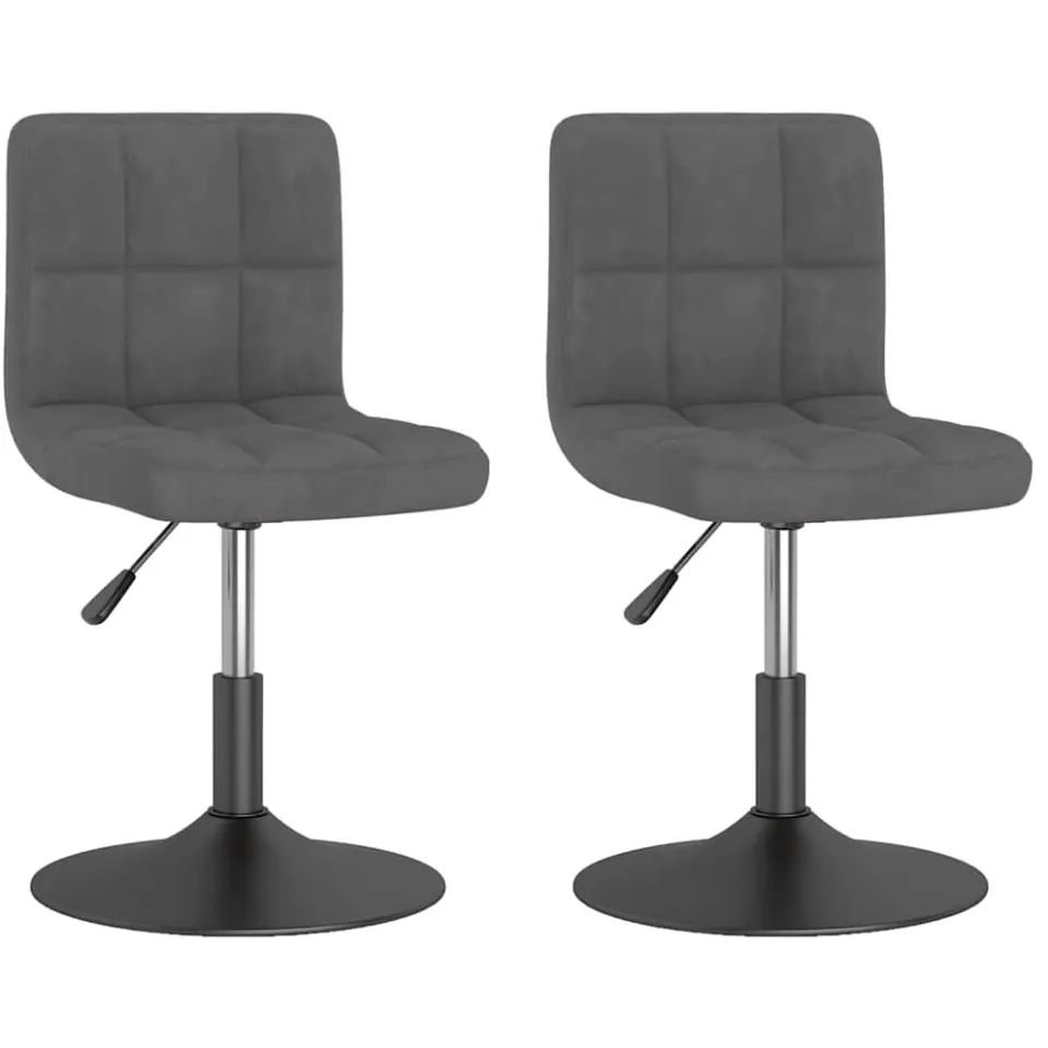 vidaXL Eetkamerstoelen draaibaar 2 st fluweel donkergrijs grijs, foto 3