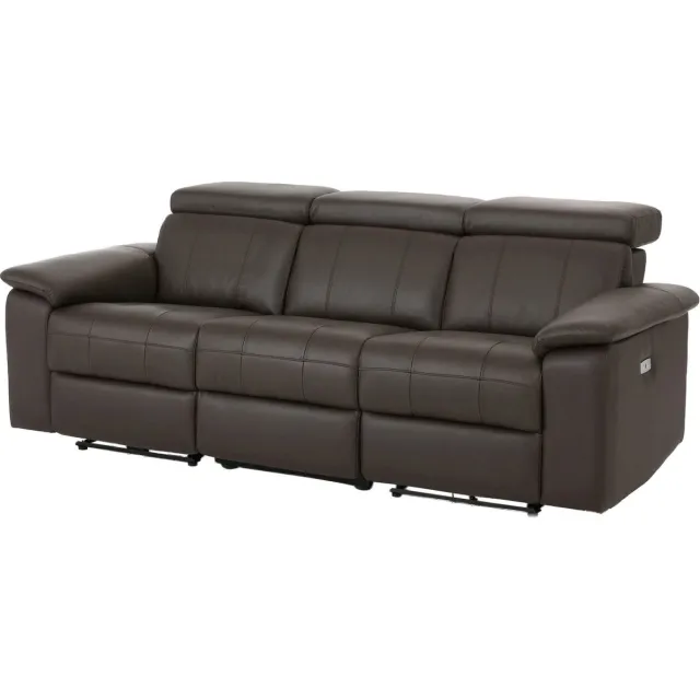 Notio Living Tanaro-Sofa 3-zitter met elektrische functie in LeatherPU Brown Bruin