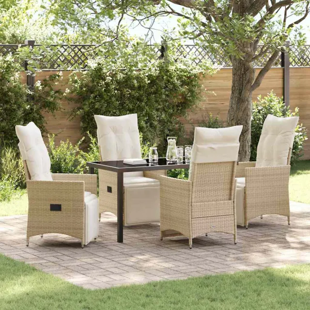 vidaXL Tuin eettafelset 5 st Beige poly rattan, foto 2