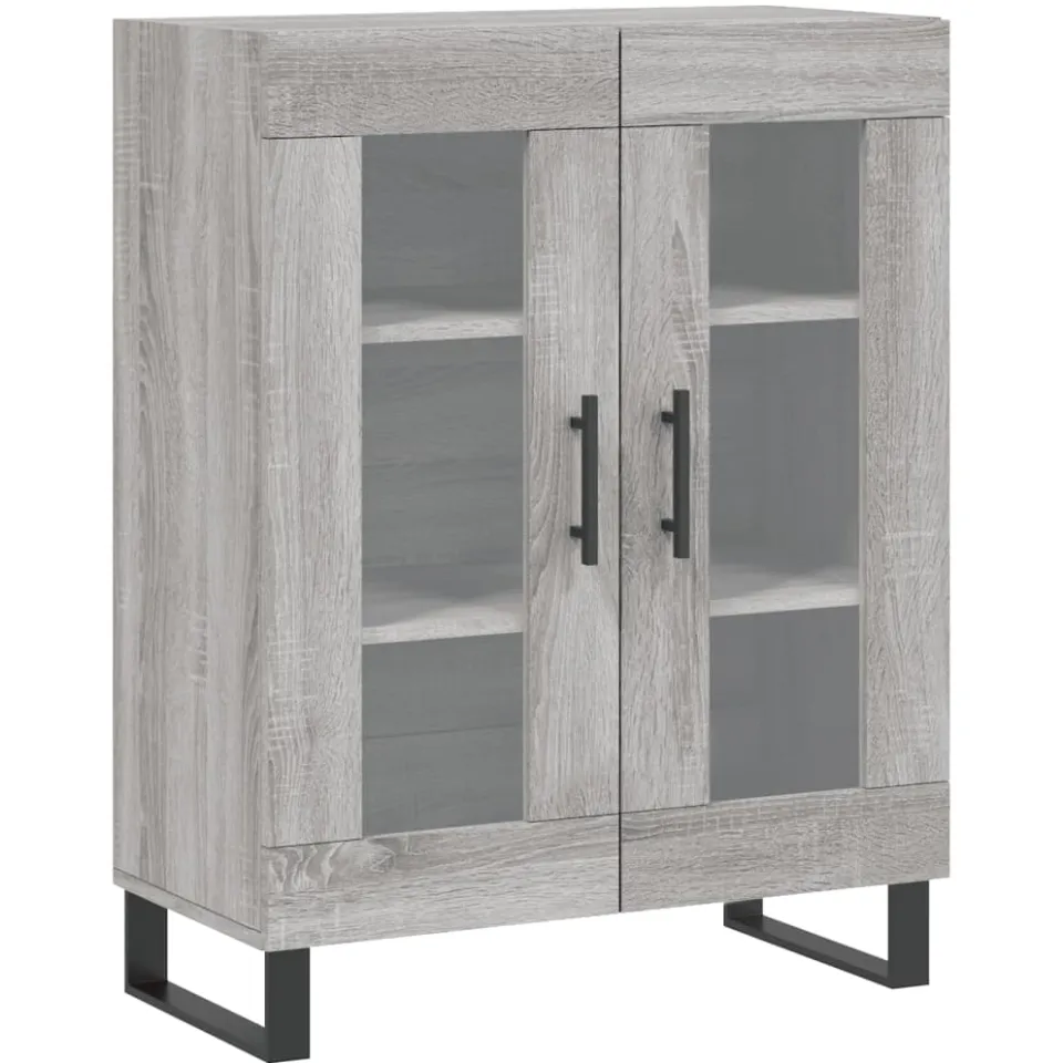 vidaXL Dressoir 69,5x34x90 cm bewerkt hout grijs sonoma eikenkleurig, foto 3