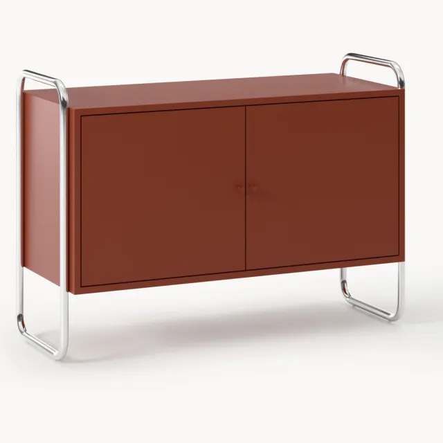 Westwing Collection Metalen dressoir Robyn Wijnrood, Zilverkleurig