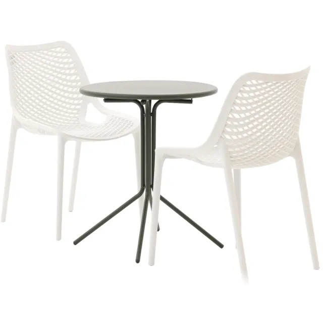 Forza Furniture Forza Ripi/Aziano ø 60cm balkonset 3-delig stapelbaar Groen