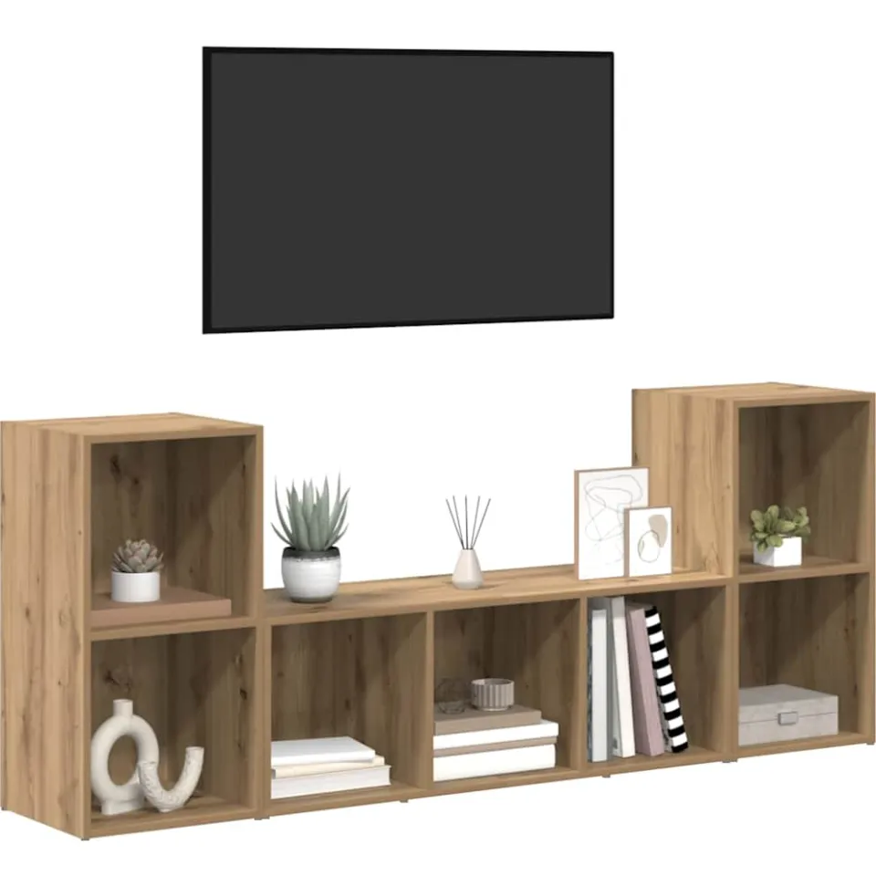 vidaXL Tv-meubelset 3 st 107 x 35 x 37 cm Bruin