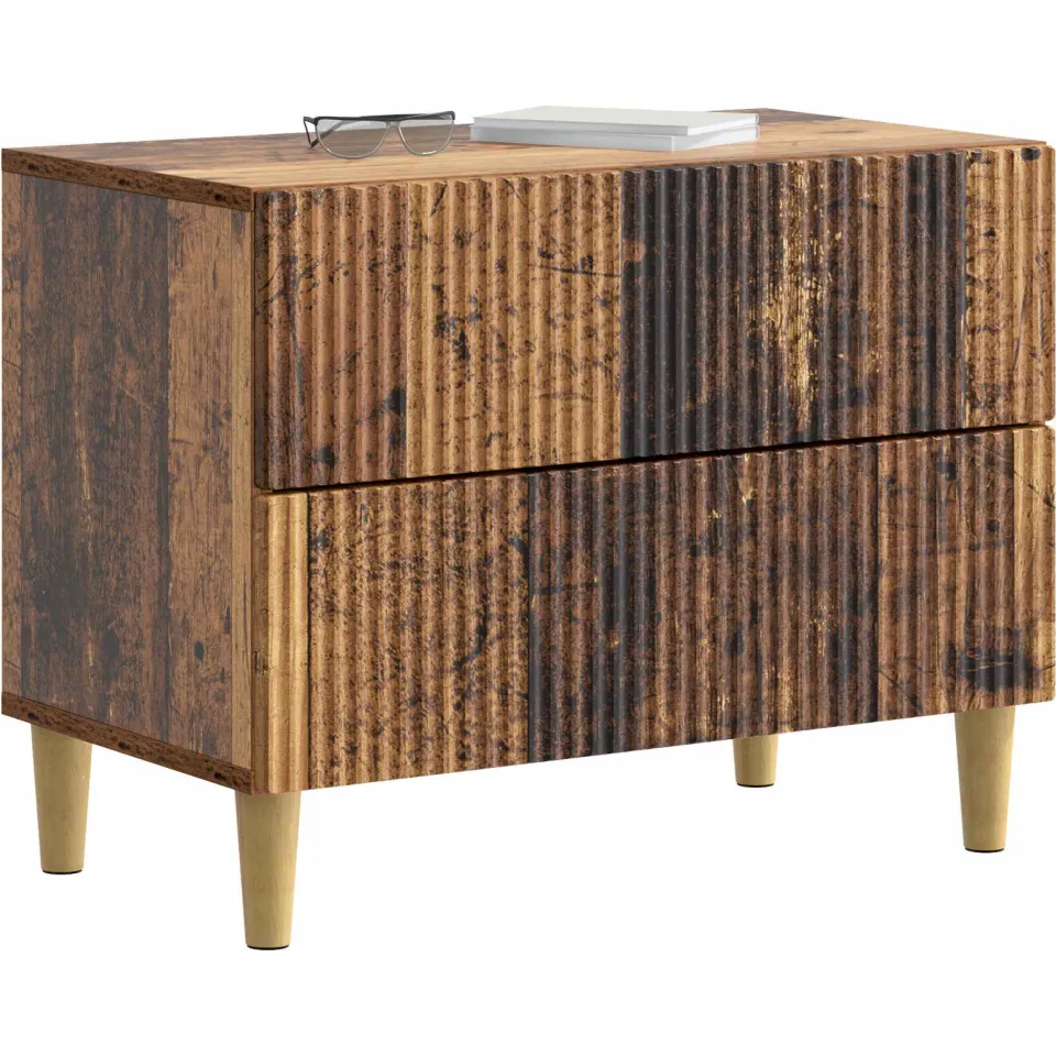 vidaXL Nachtkastje met lade Oud hout 62 x 34,5 x 48 cm Bewerkt hout Bruin