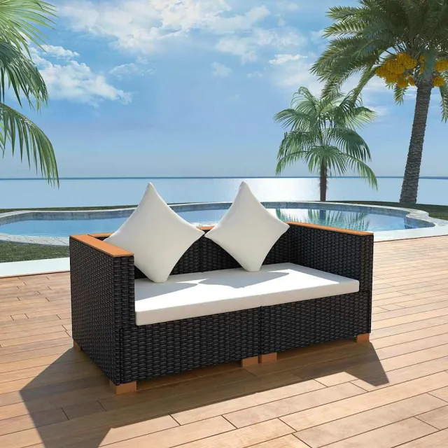 vidaXL Tuinbank poly rattan zwart, foto 2