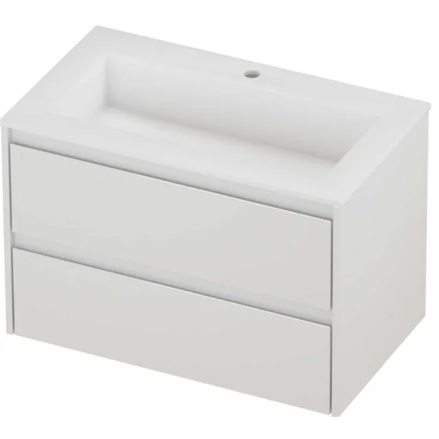 Proline Aristo Badmeubelset Polystone Elegant 1 Kraangat 80x46x54 cm Mat White Glans Wit