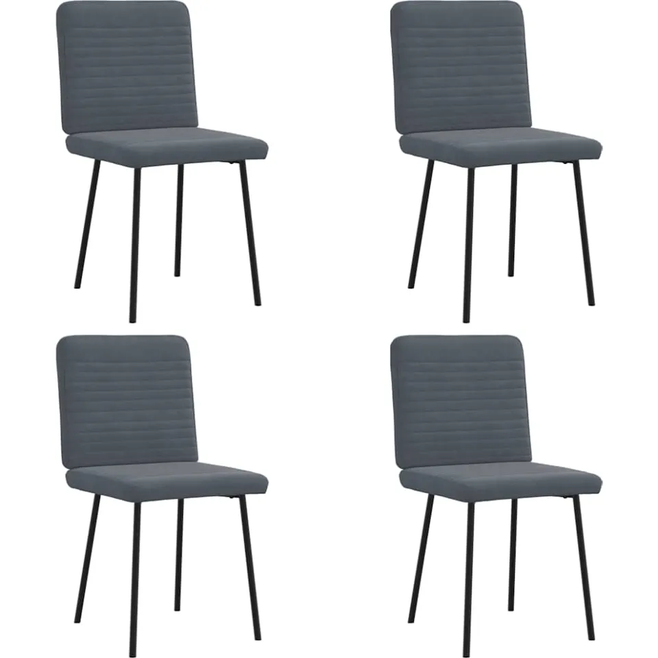 vidaXL Eetkamerstoelen 4 st fluweel donkergrijs grijs, foto 3