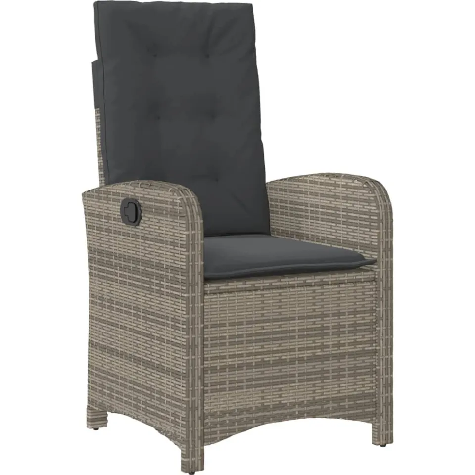 vidaXL 9-delige Tuinset met kussens poly rattan grijs