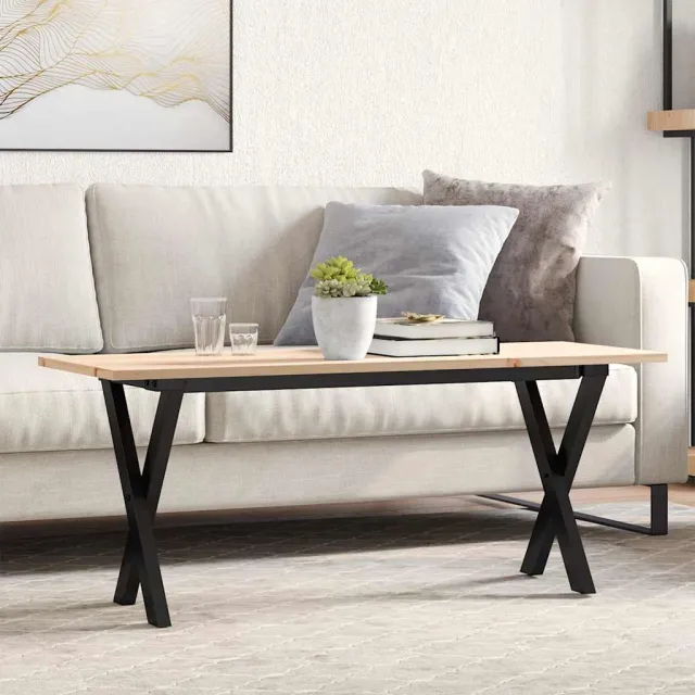 vidaXL Salontafel X-frame 110x40x45 cm massief grenenhout en staal Bruin
