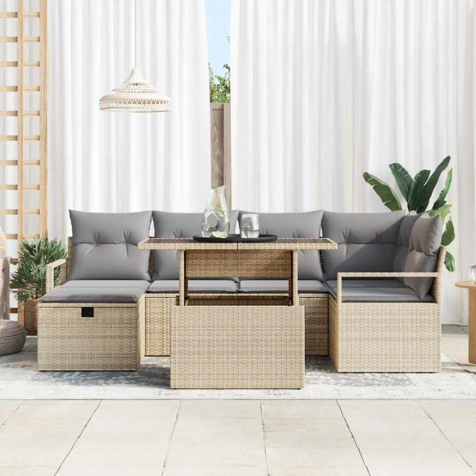 vidaXL Tuin Sofa Set 9 st poly rattan zwart, foto 3