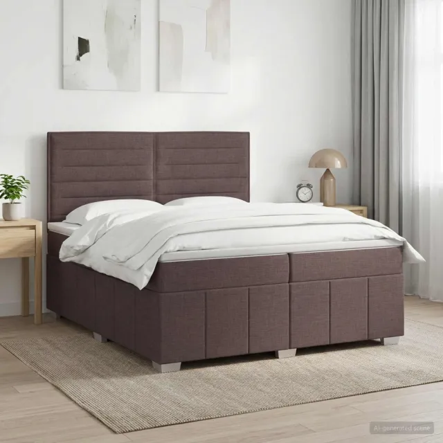 vidaXL Boxspringbed met matras Donkerbruin 200 x 200 cm Stof