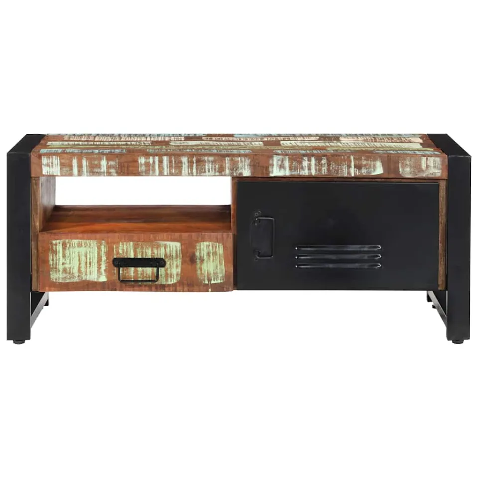 vidaXL Salontafel 100x50x41 cm massief gerecycled hout meerkleurig, foto 2