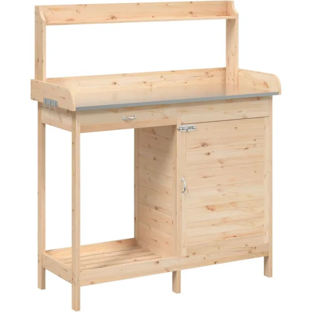 vidaXL Oppottafel - met - kast - 110,5x45x124,5 - cm - massief - vurenhout lichtbruin