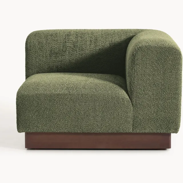 Westwing Collection Hoekmodule Natalie van teddy-bouclé groen