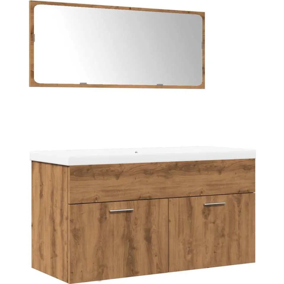 vidaXL 3-delige Badkamermeubelset bewerkt hout artisanaal eikenkleur, foto 3