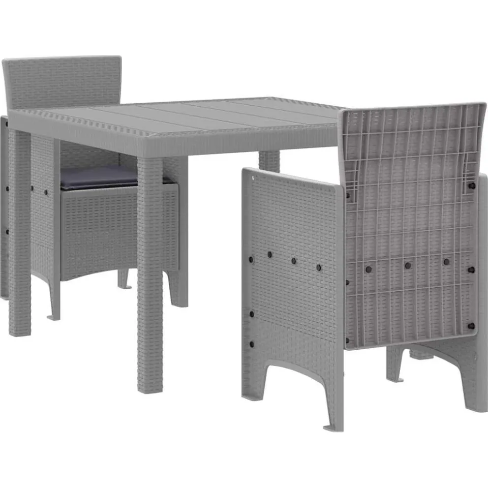 vidaXL Tuin Eetset 3 st Lichtgrijs Polypropyleen