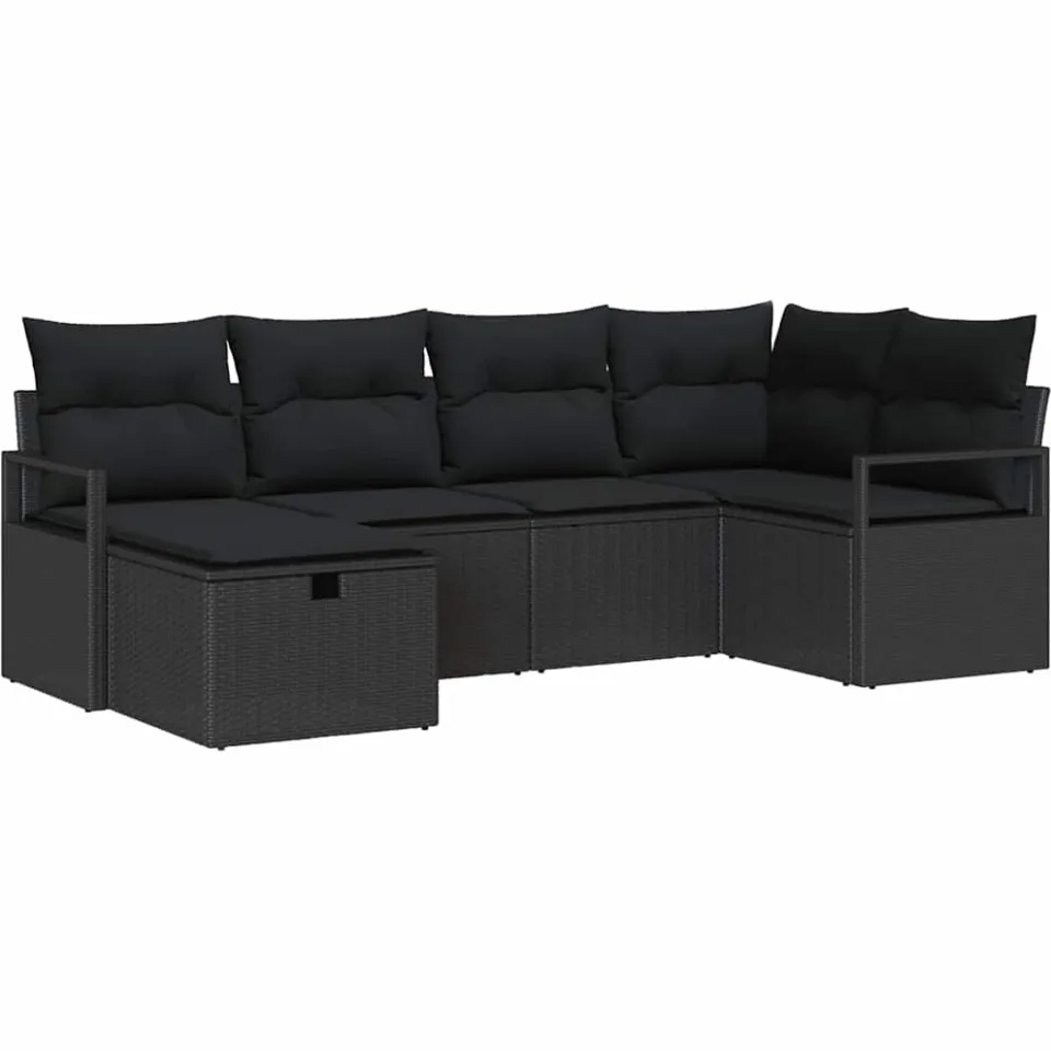 vidaXL Tuin Sofa Set 6 st Zwart poly rattan