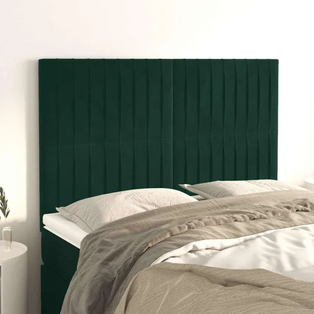 vidaXL Hoofdbord donkergroen 144x5x118/128 cm fluweel groen