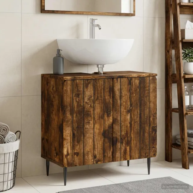 vidaXL Badkamer wastafelkast ZWOLLE Gerookt eiken 59,5 x 31,5 x 59 cm Bruin