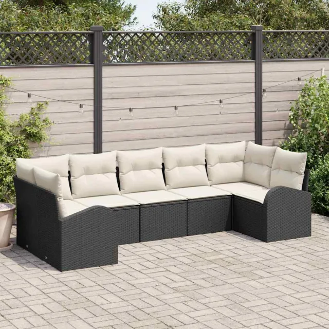 vidaXL Tuin Sofa Set 7 st 7-zits Zwart poly rattan, foto 2
