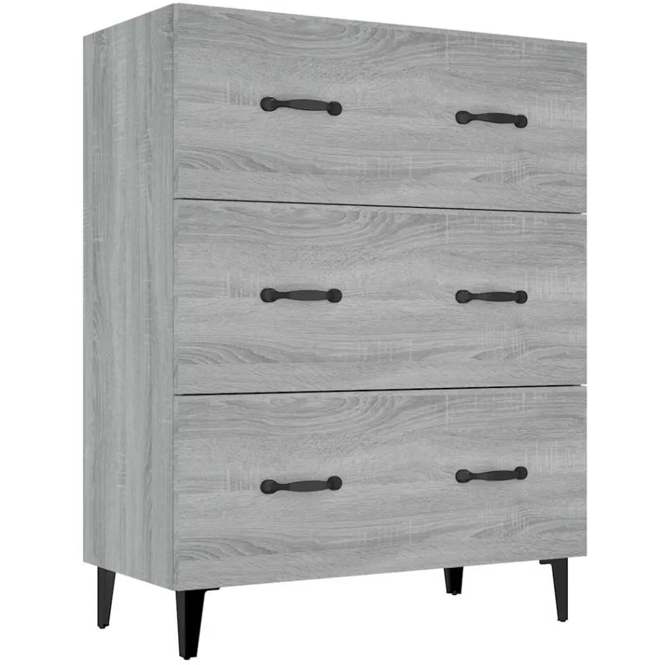 vidaXL Dressoir 69,5x34x90 cm bewerkt hout grijs sonoma eikenkleurig